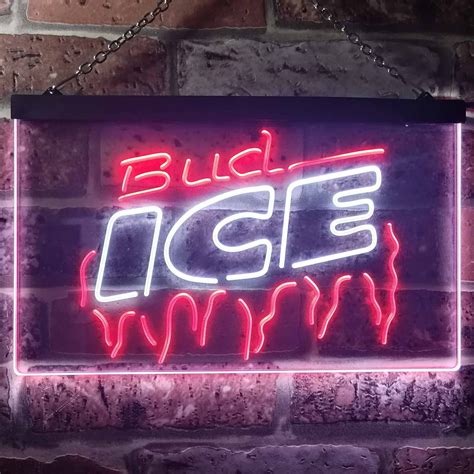 Enseigne néon à la glace de Bud, éclairage en couleur, promotionnel