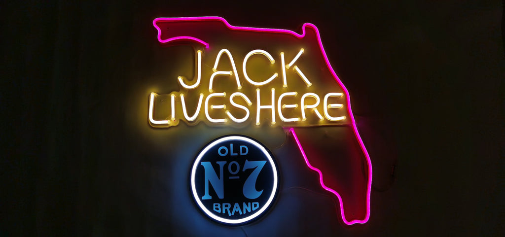Custom Jack Lives here neon signs for bars