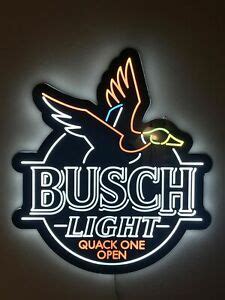 Neon Sign of Busch Light with Quack One Open