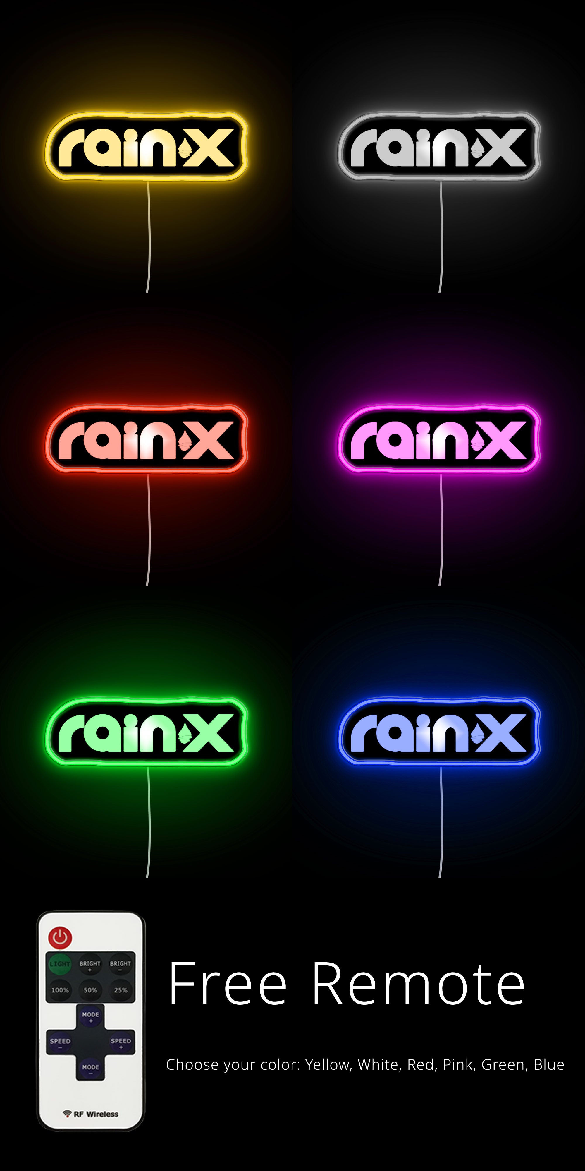 Rain X neon signs