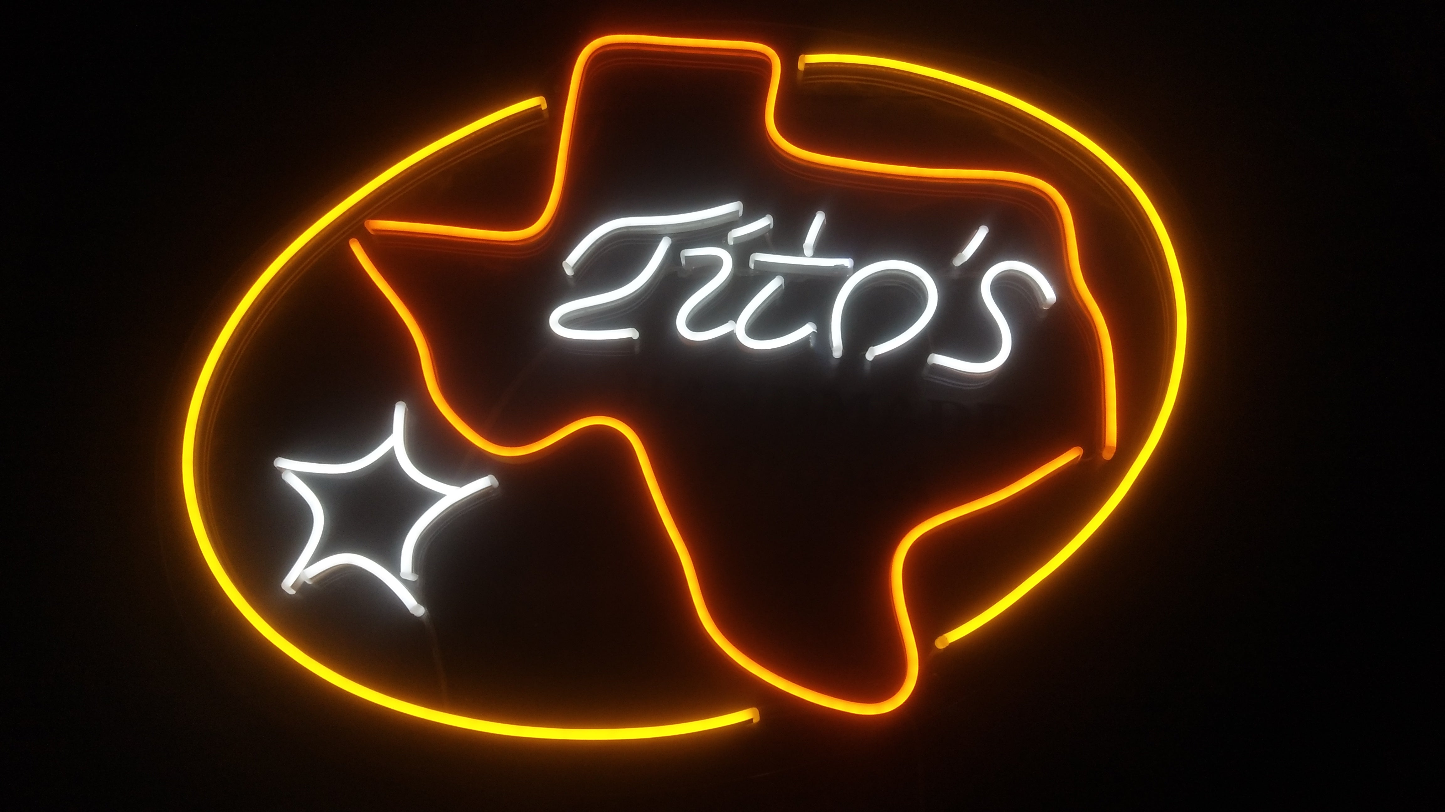 Tito's sign made with neon led