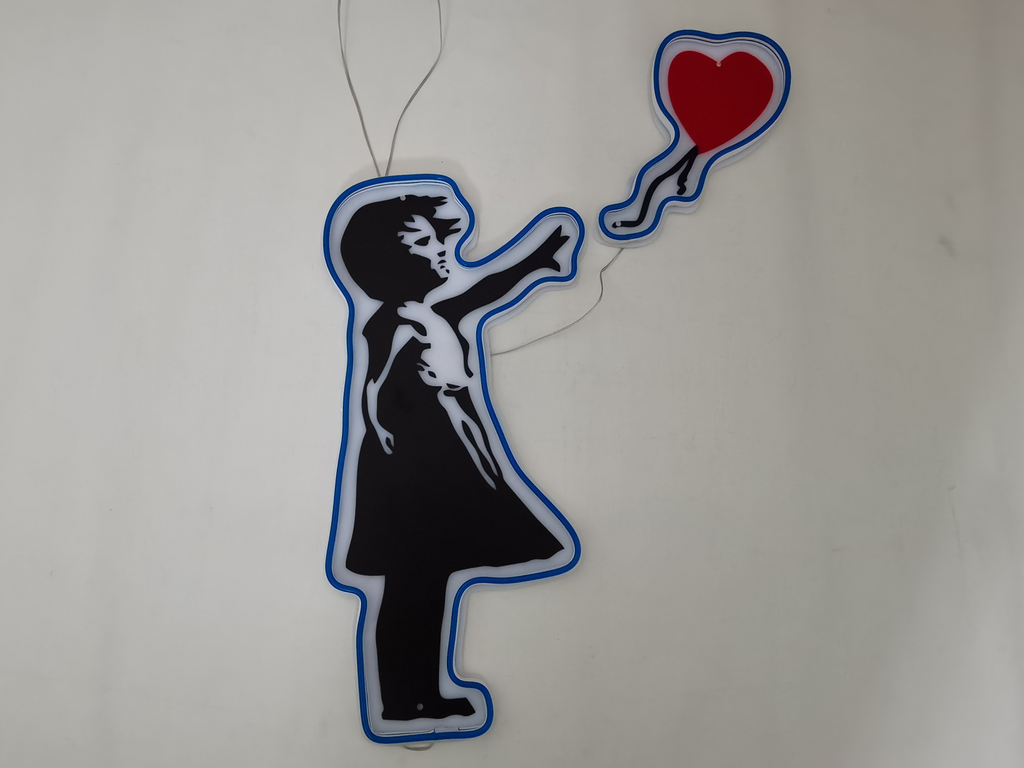 Banksy Neon Light LED - La fille avec ballon