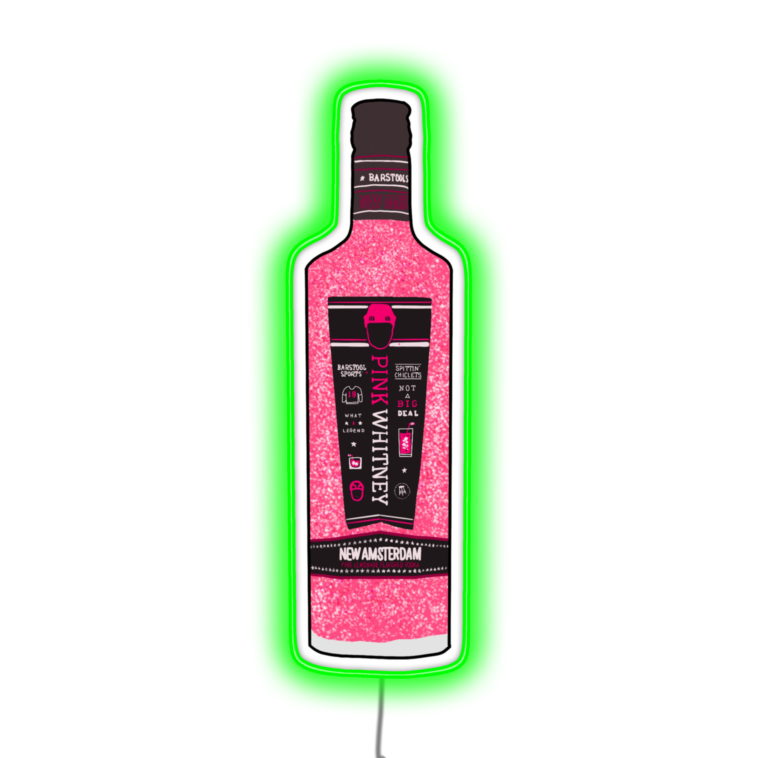 Glitter Pink Whitney  green neon led