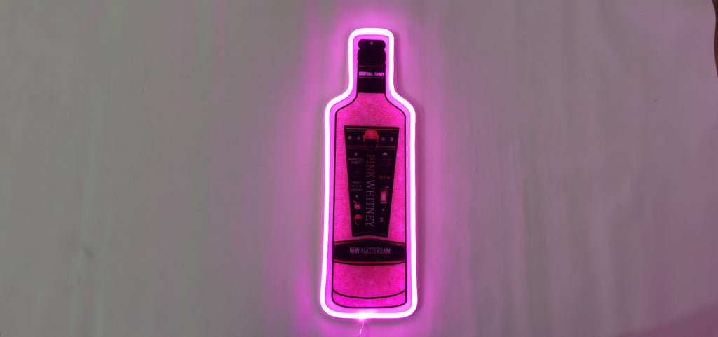 Pink Whitney Bottle Neon Light Sign for Wall Decor