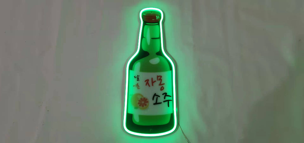 Soju Bottle Canvas Neon LED SIGN