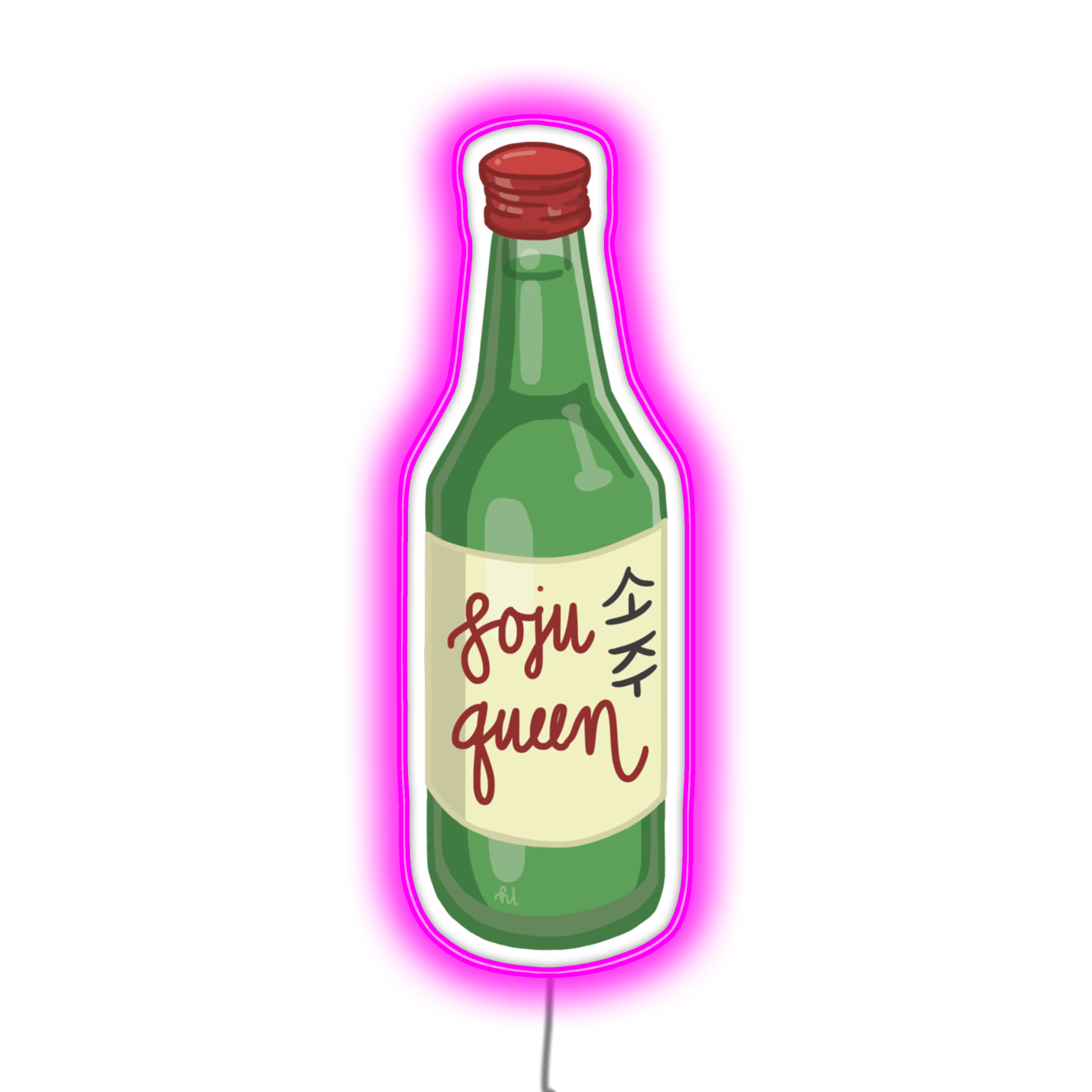 Soju Queen Bottle 소주  pink led bar sign