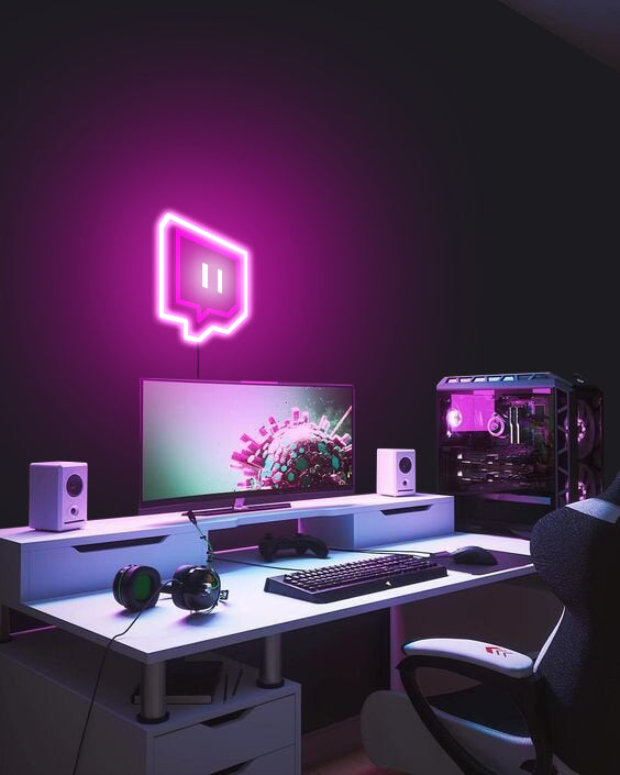 twitch neon deco wall gamer streamer