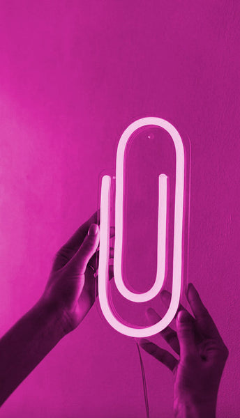 Pink paperclip neon lamp