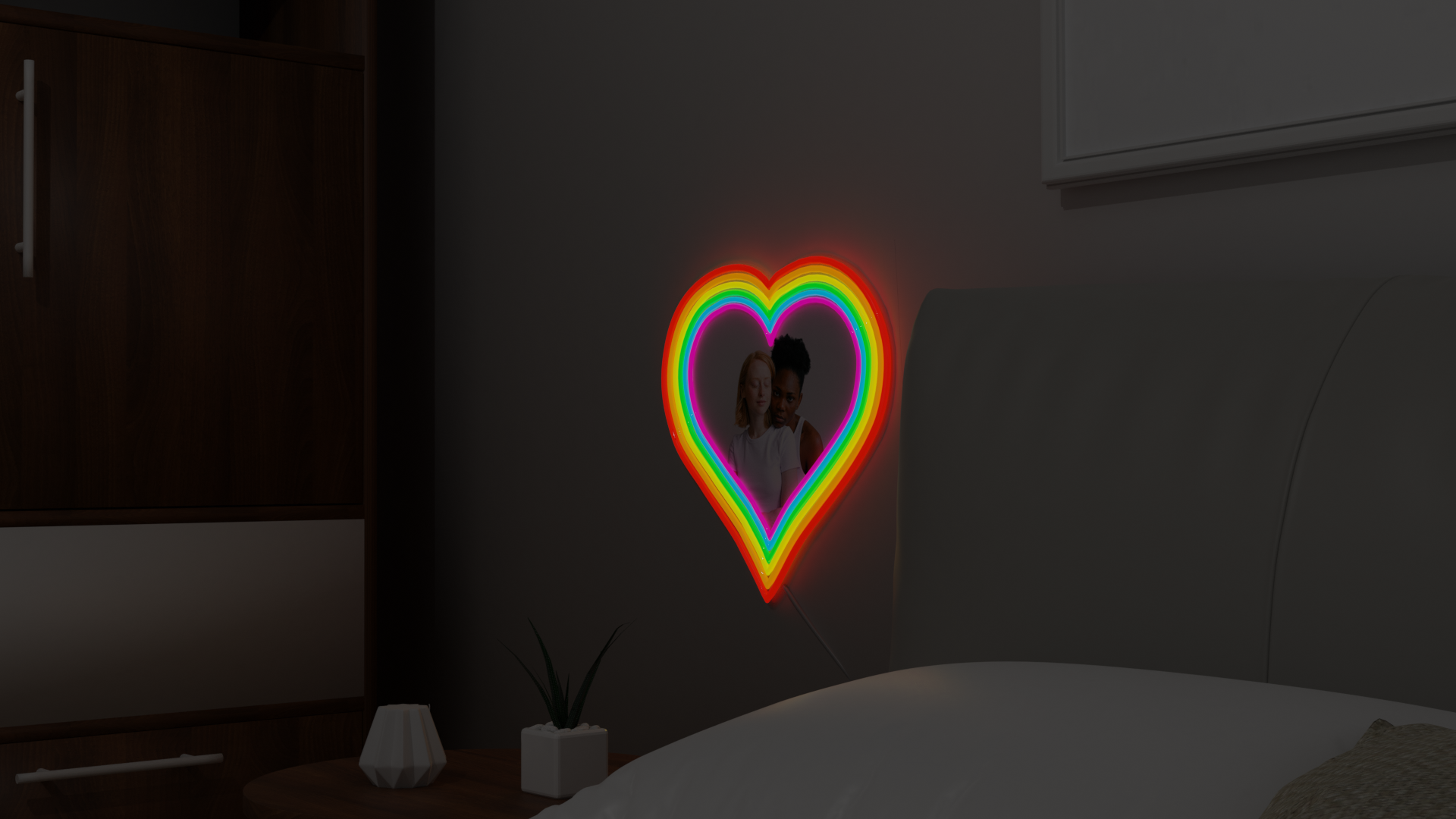 lgbt photo heart neon sign