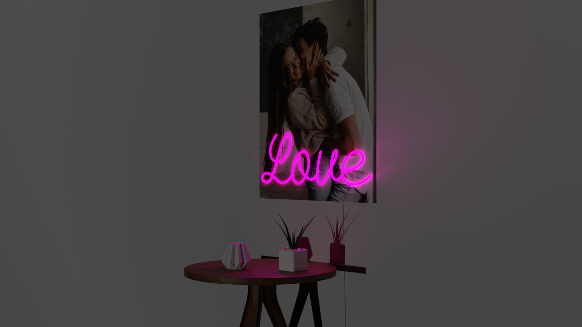 print canvas with neon sign love