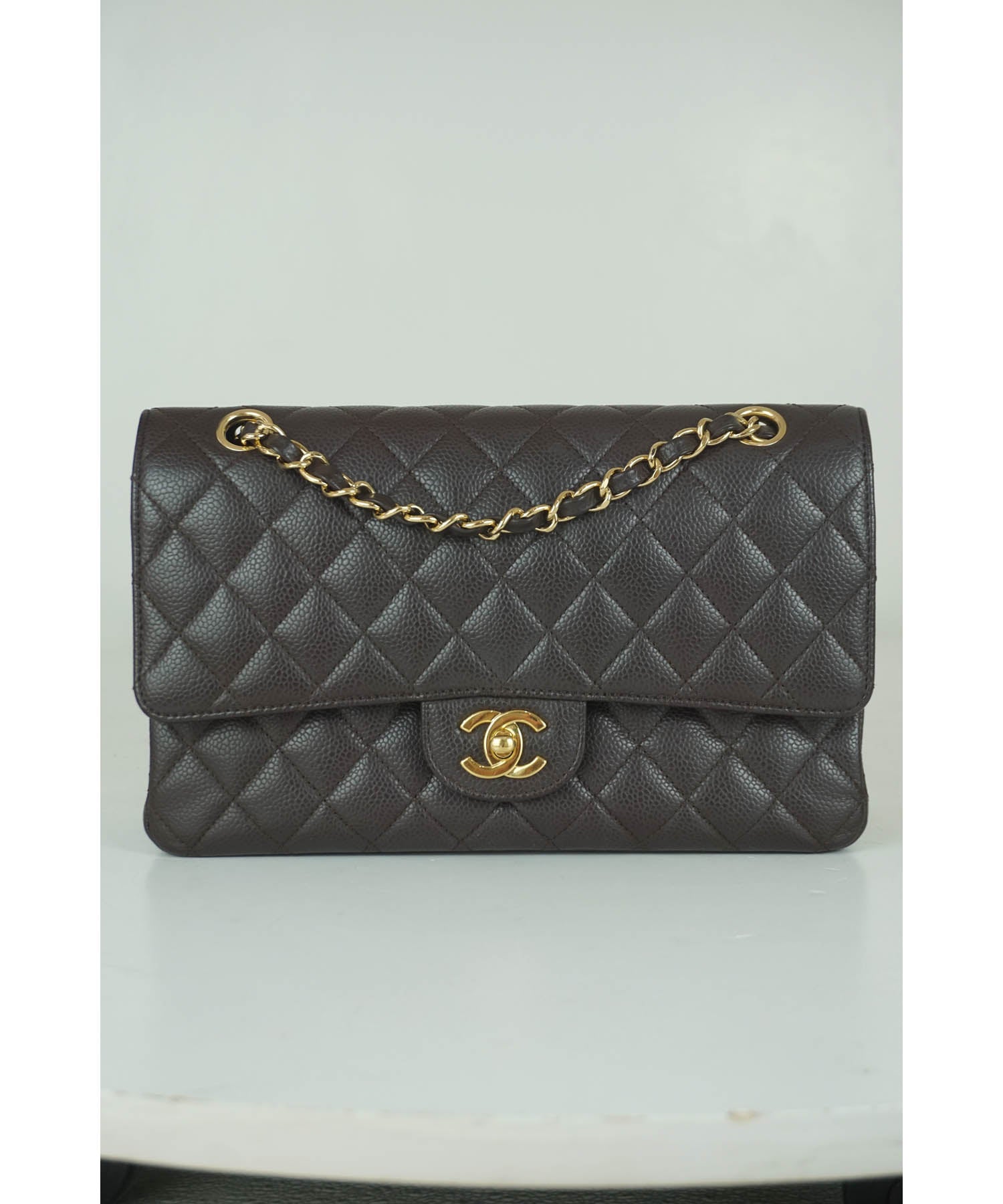 CHANEL Vintage Classic Black Lambskin 24K Gold Chain Medium Double Flap Bag