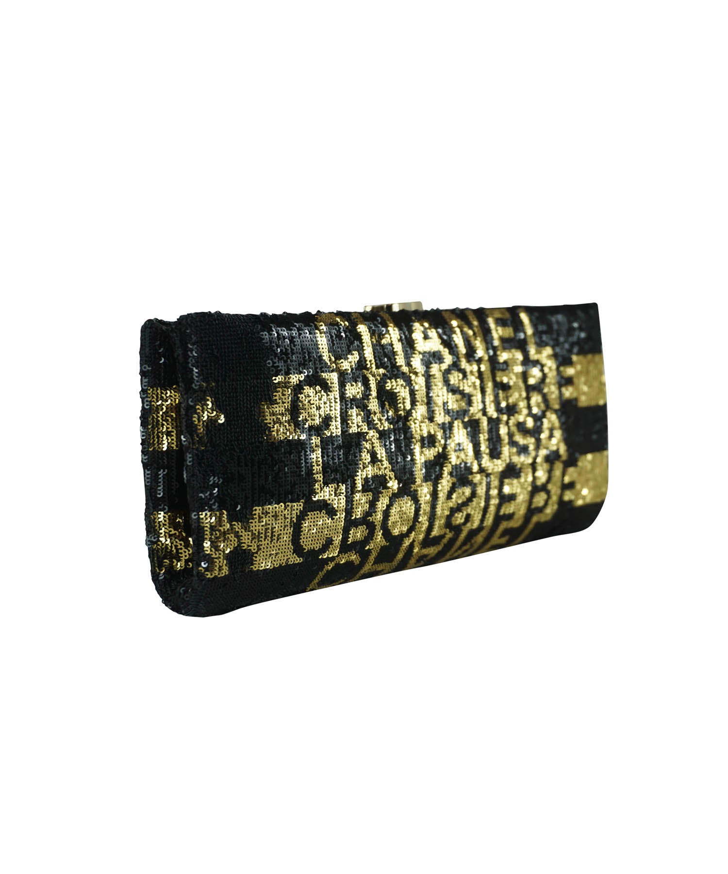 Chanel La Pausa Small Embroidered Satin Silver Sequin Clutch Bag