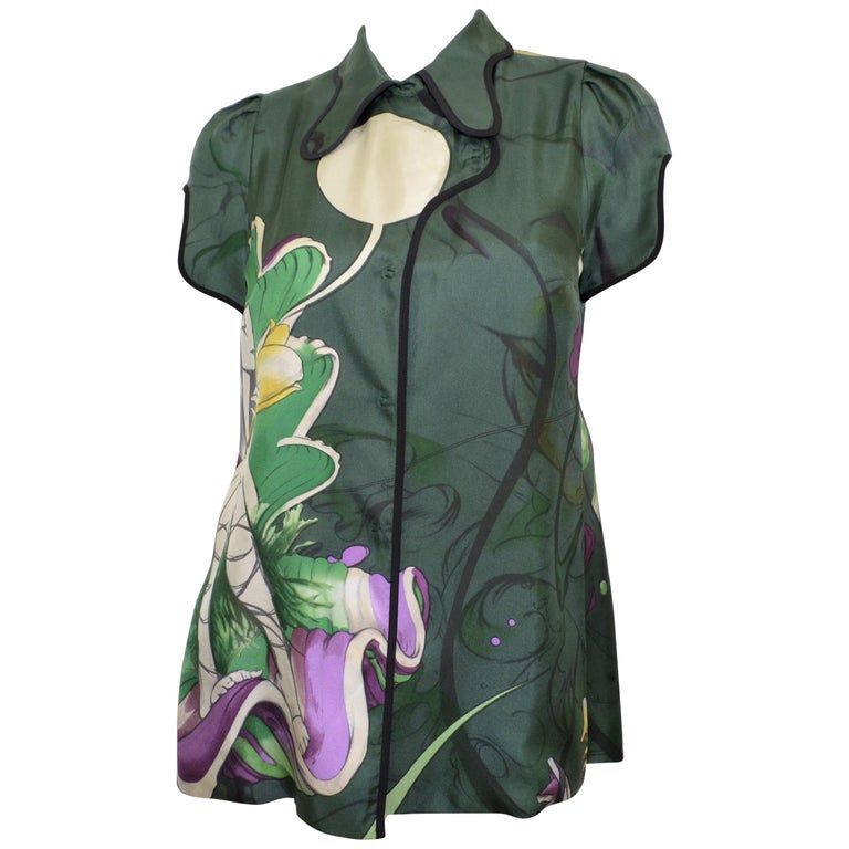 Foxy Couture Carmel | Prada c/o James Jean Silk Blouse with Fairy Print