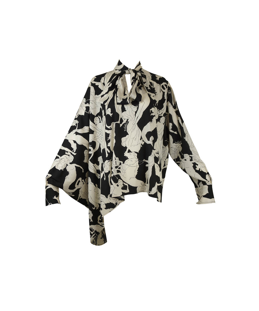 Louis Vuitton Strap Print Silk Blouse | Foxy Couture Carmel