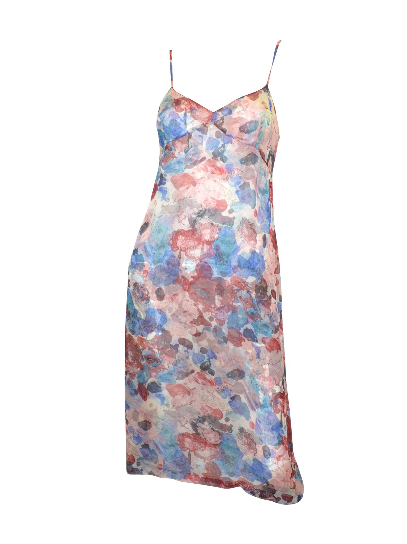 Foxy Couture Carmel | Chanel Sheer Silk Chiffon Floral Slip Dress