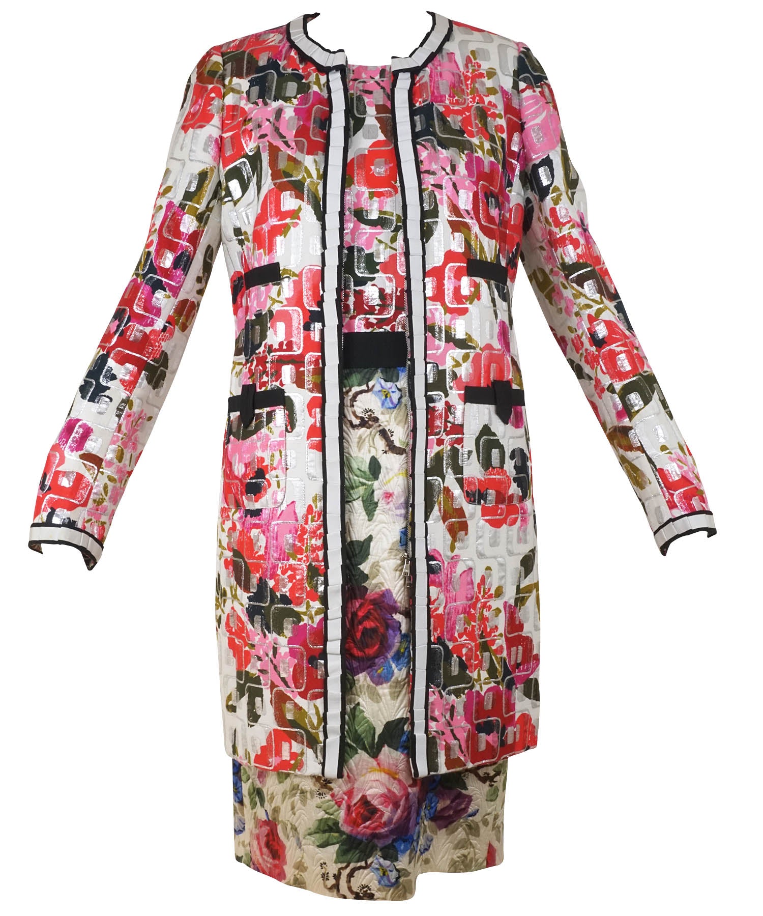 Dolce & Gabbana Floral Brocade Coat & Dress 2pc Set – Foxy Couture Carmel