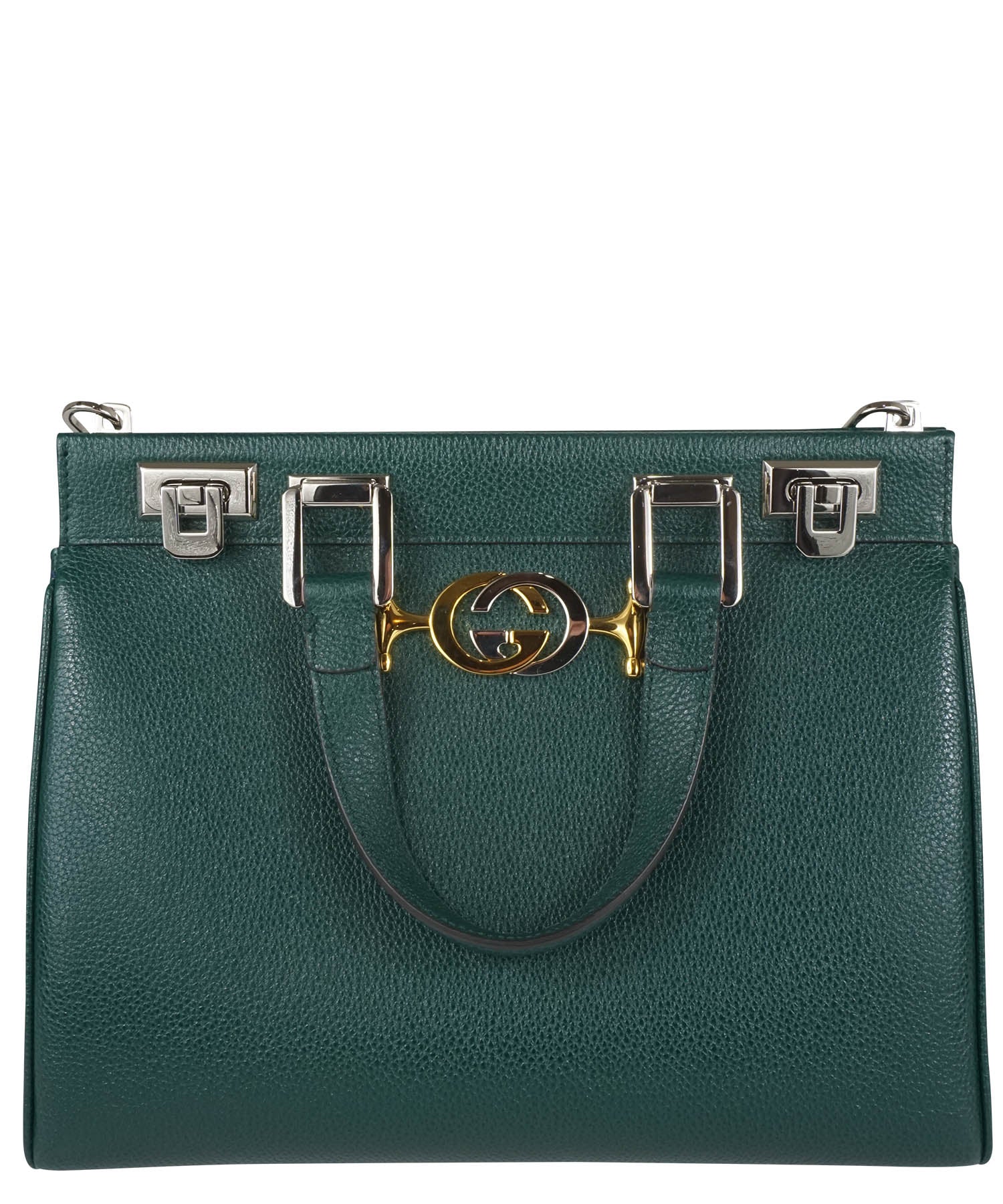 Gucci Red and Green Metallic Calfskin Mini Trapuntata Dome Shoulder Bag Gold and Silver Hardware