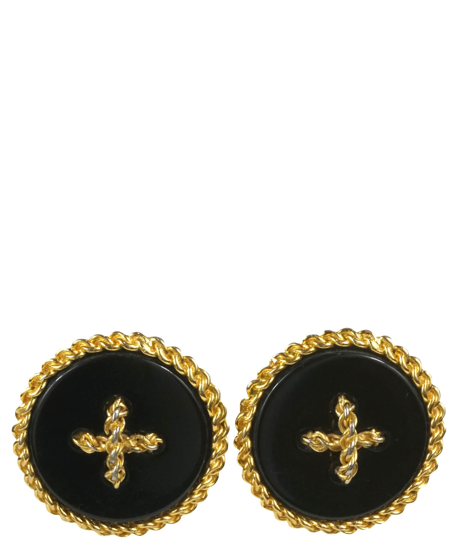 Chanel vintage Massive CC Crown Medallion Drop Hoop Earrings