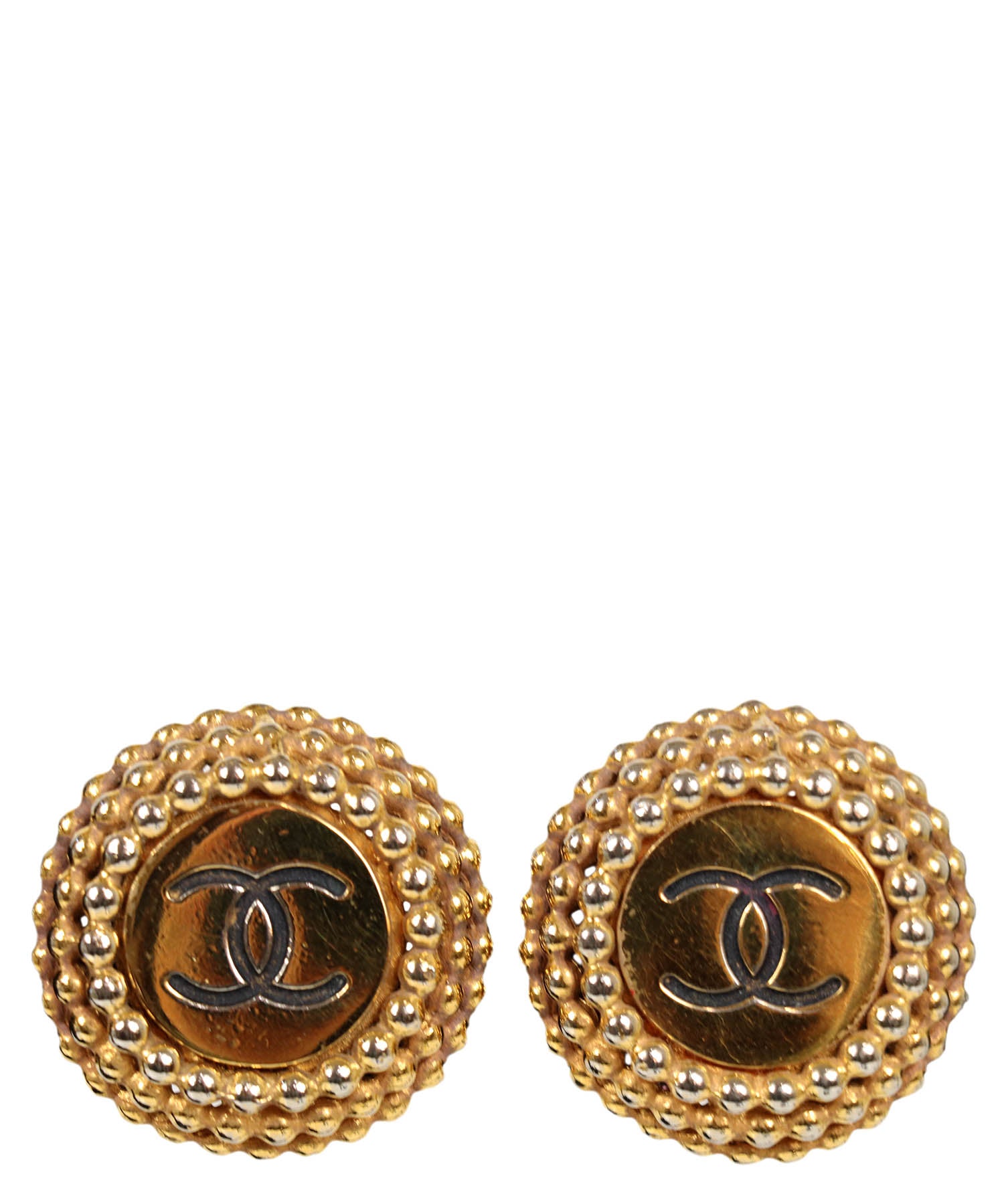 Chanel Vintage 1990's Massive Button Earrings