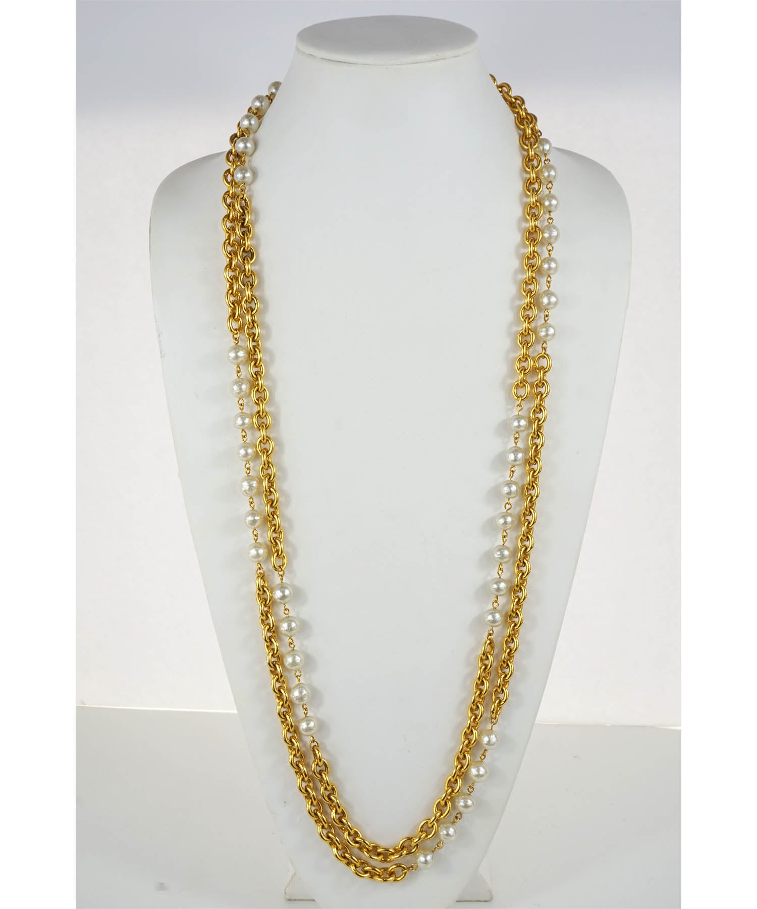 Sold at Auction: Vintage Chanel Double Strand Faux Pearl Necklace