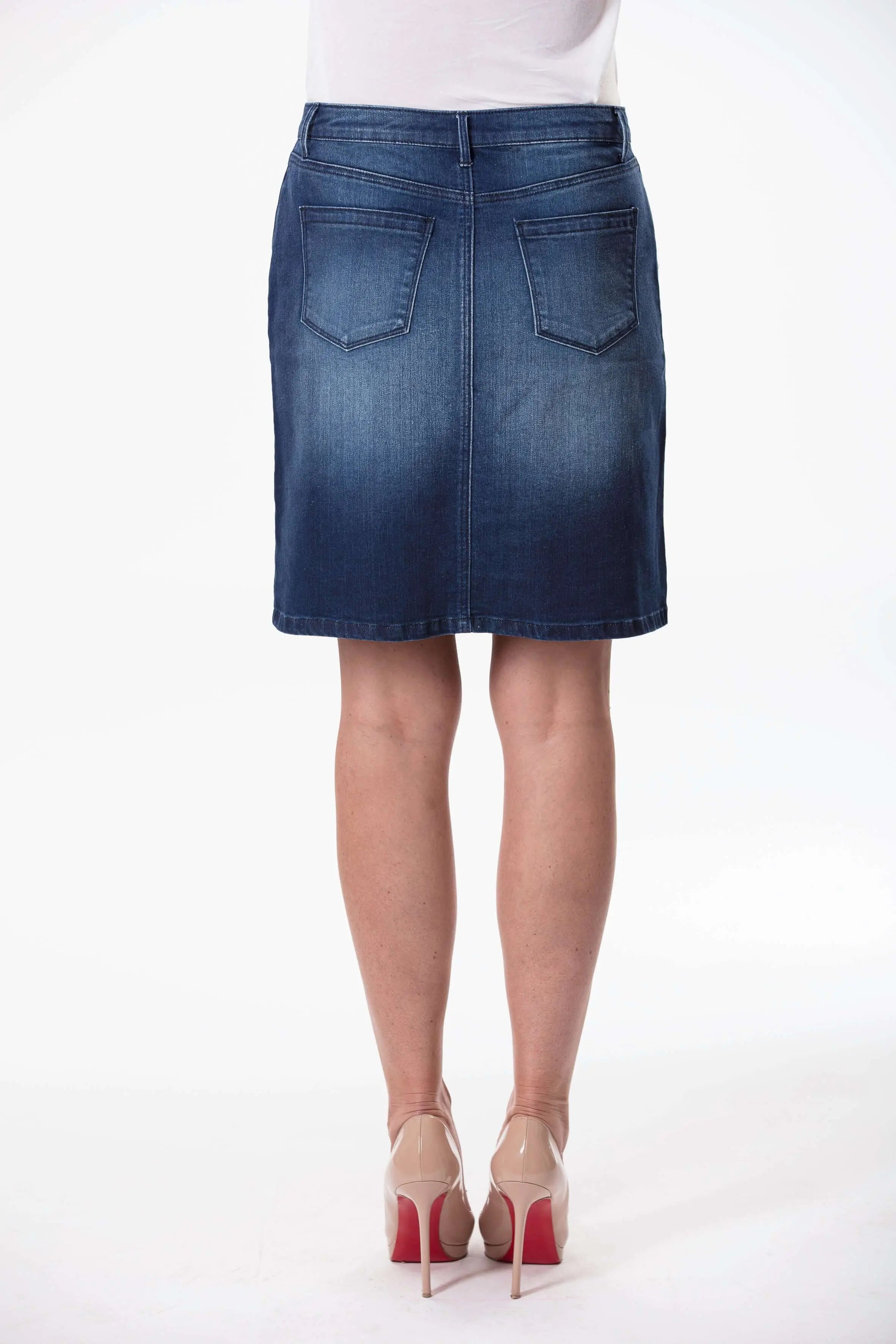 Light Blue Cotton Denim Stretch Skirtt | Roman UK