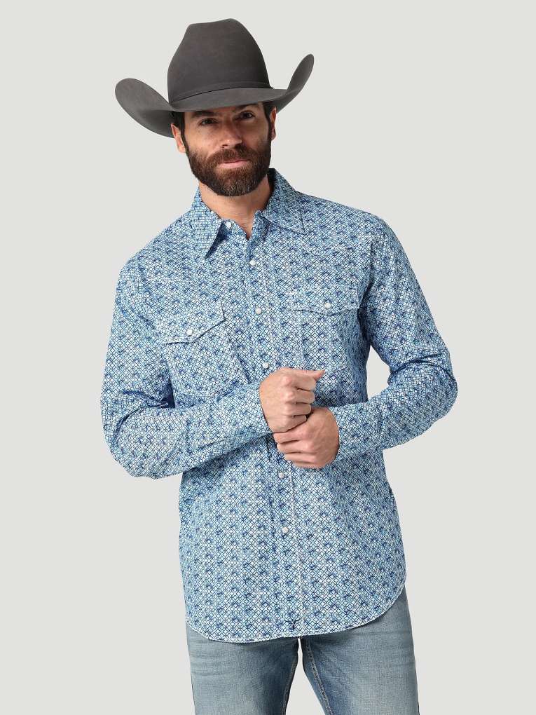 Wrangler Mens 20X Competition Geo Print Shirt | The Top Saddlery