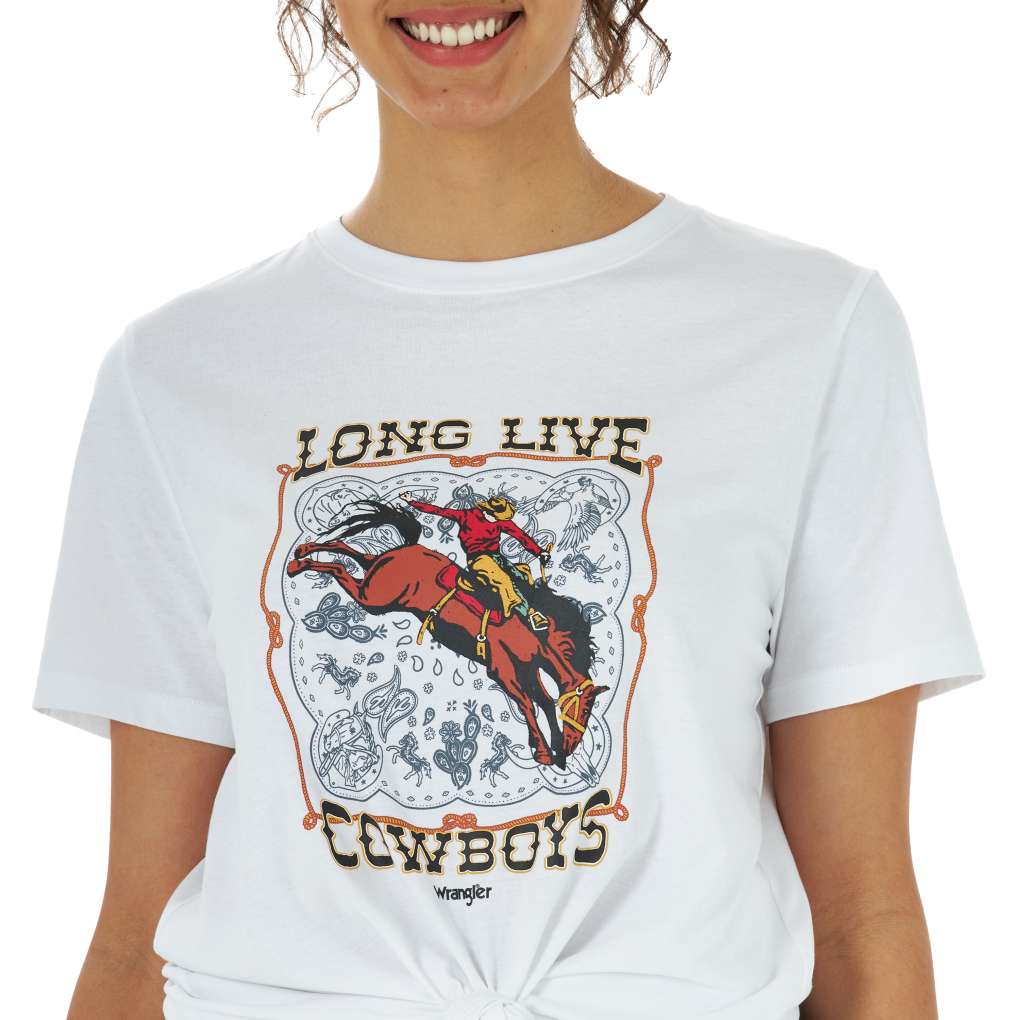 Wrangler Ladies Retro Long Live Cowboys Tee | The Top Saddlery