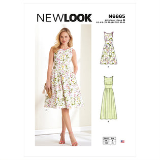 N6666, New Look Sewing Pattern Misses' Halter Dresses with Back Tie