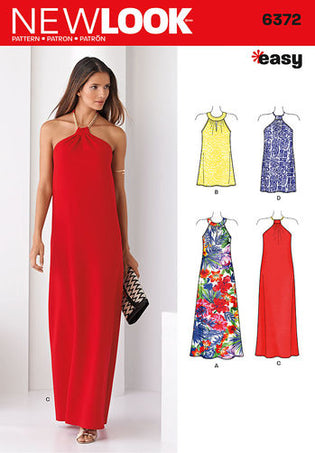 NEW LOOK 6666 MISSES' HALTER DRESSES with Back Tie Sewing pattern Sizes 6 -  18