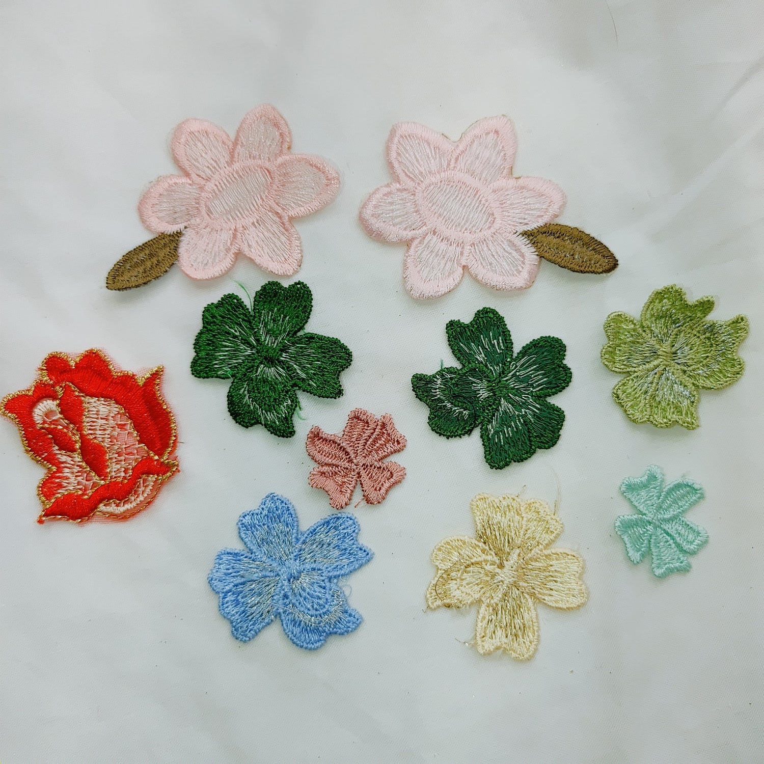 Pretty Poppy Flower Multi-Color Embroidered Iron-On Patch Applique