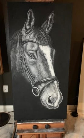 Horse charcoal drawing in progress - step 6