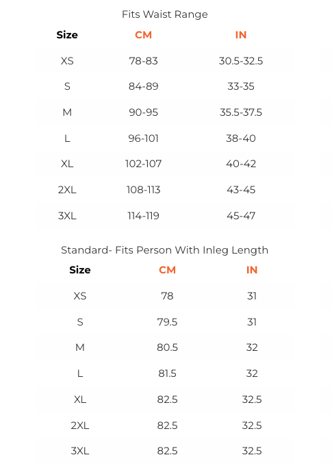 Clogger chainsaw pants size chart