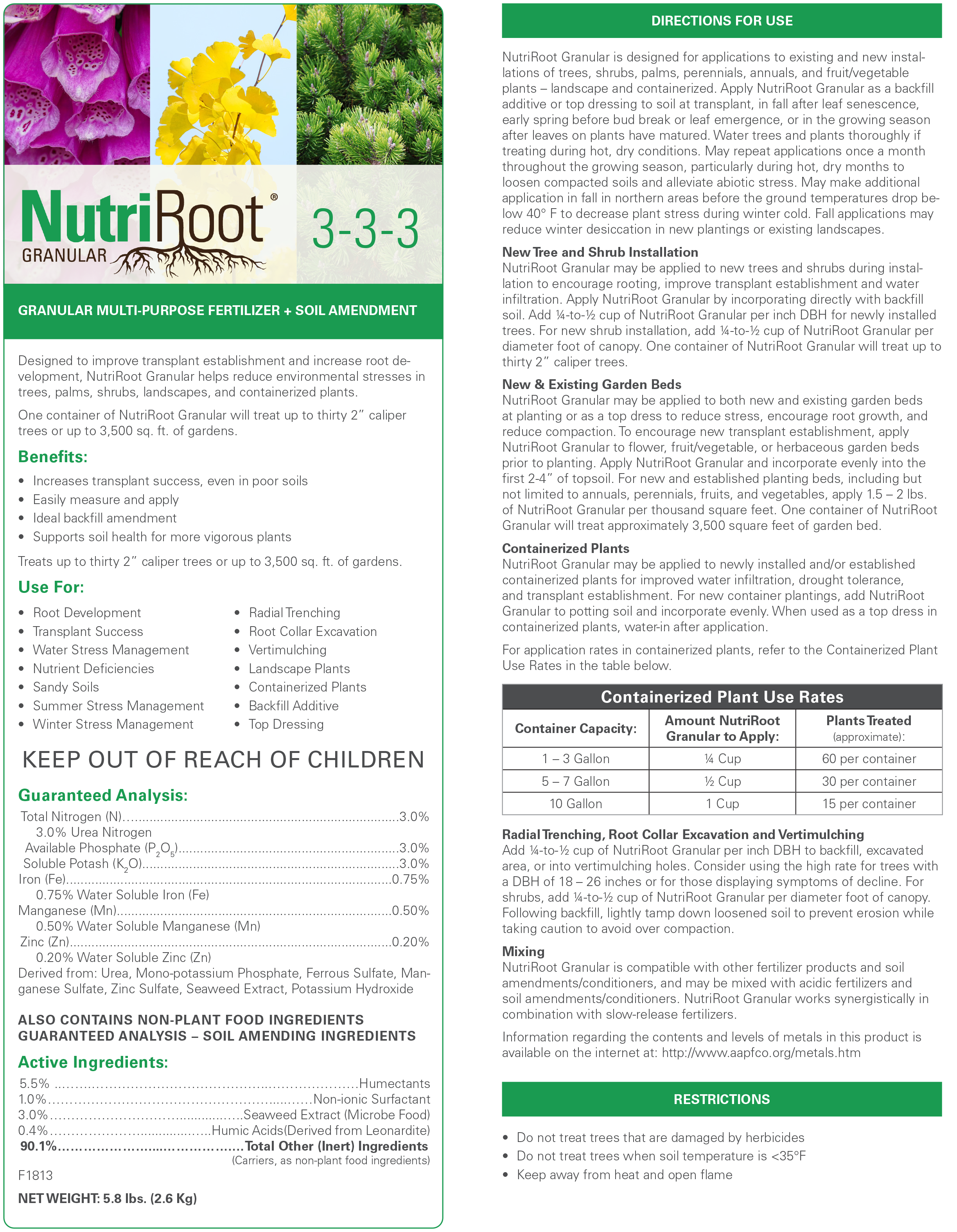 arborjet nutriroot granular 3-3-3 fertilizer instructions
