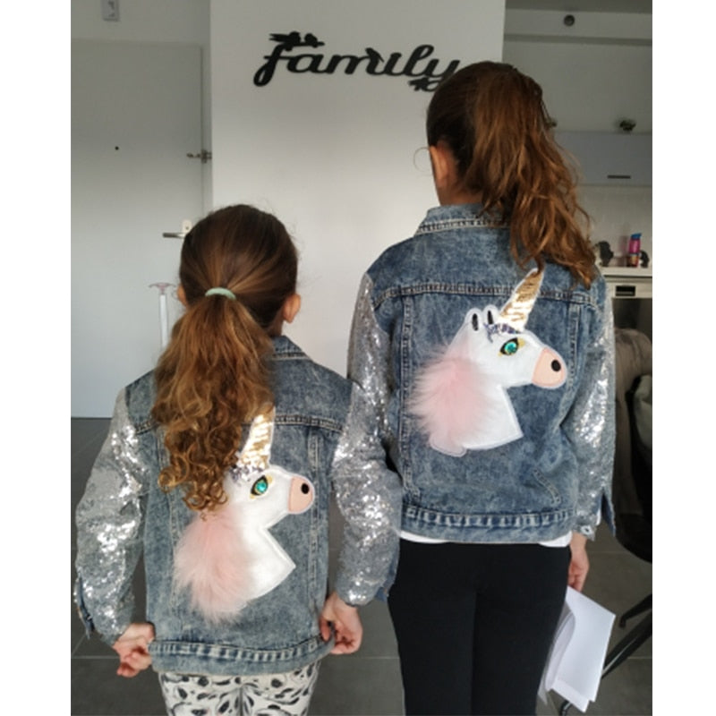 girls unicorn denim jacket