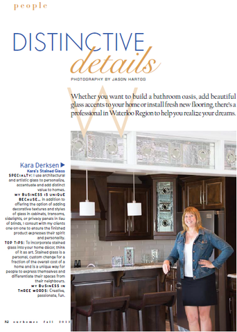 Our Homes Magazine featuring Kara's Stained Glass