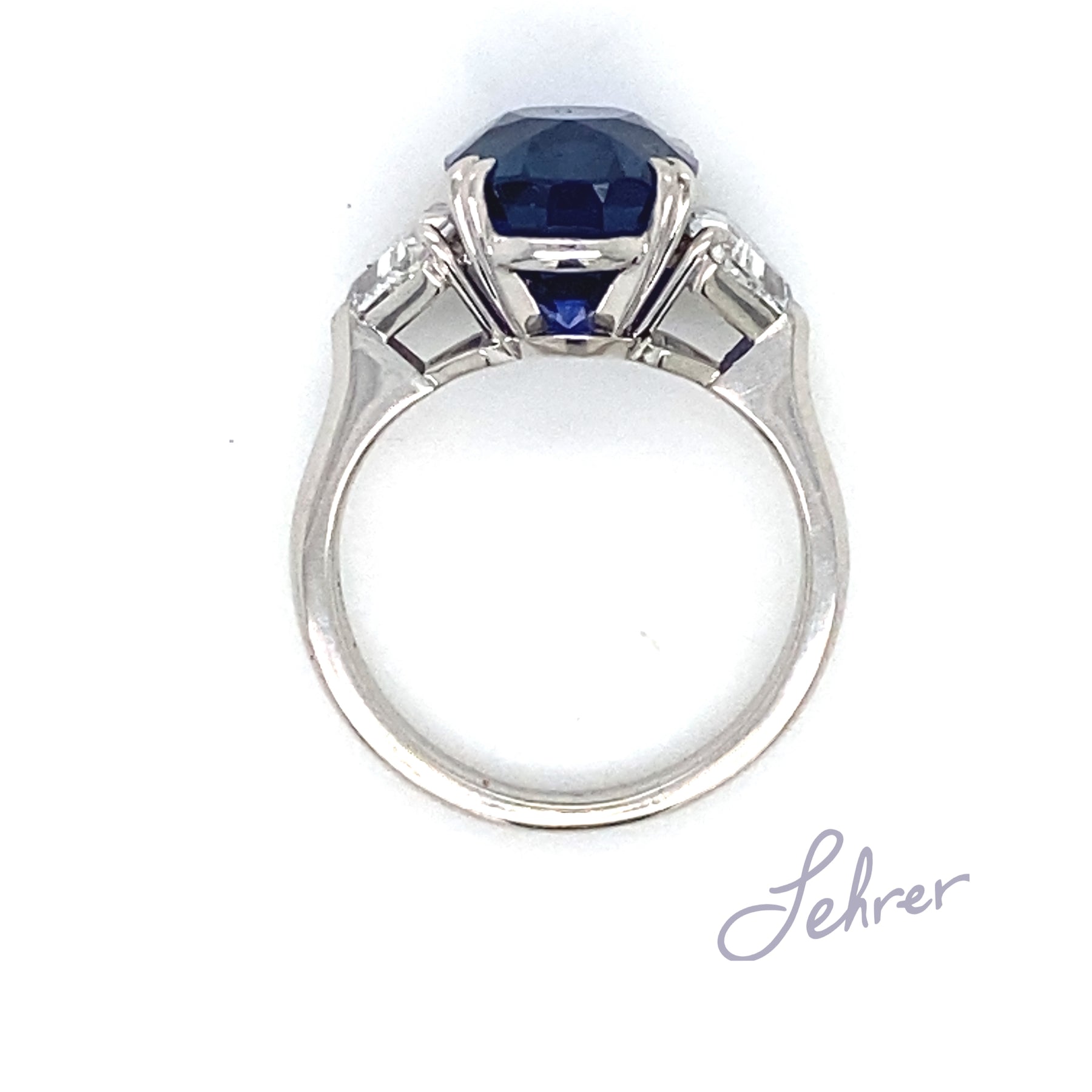 Blue Sapphire, Ruby or Emerald and Diamond 14K White Gold Ring - LC61 — La  Petit Fleur