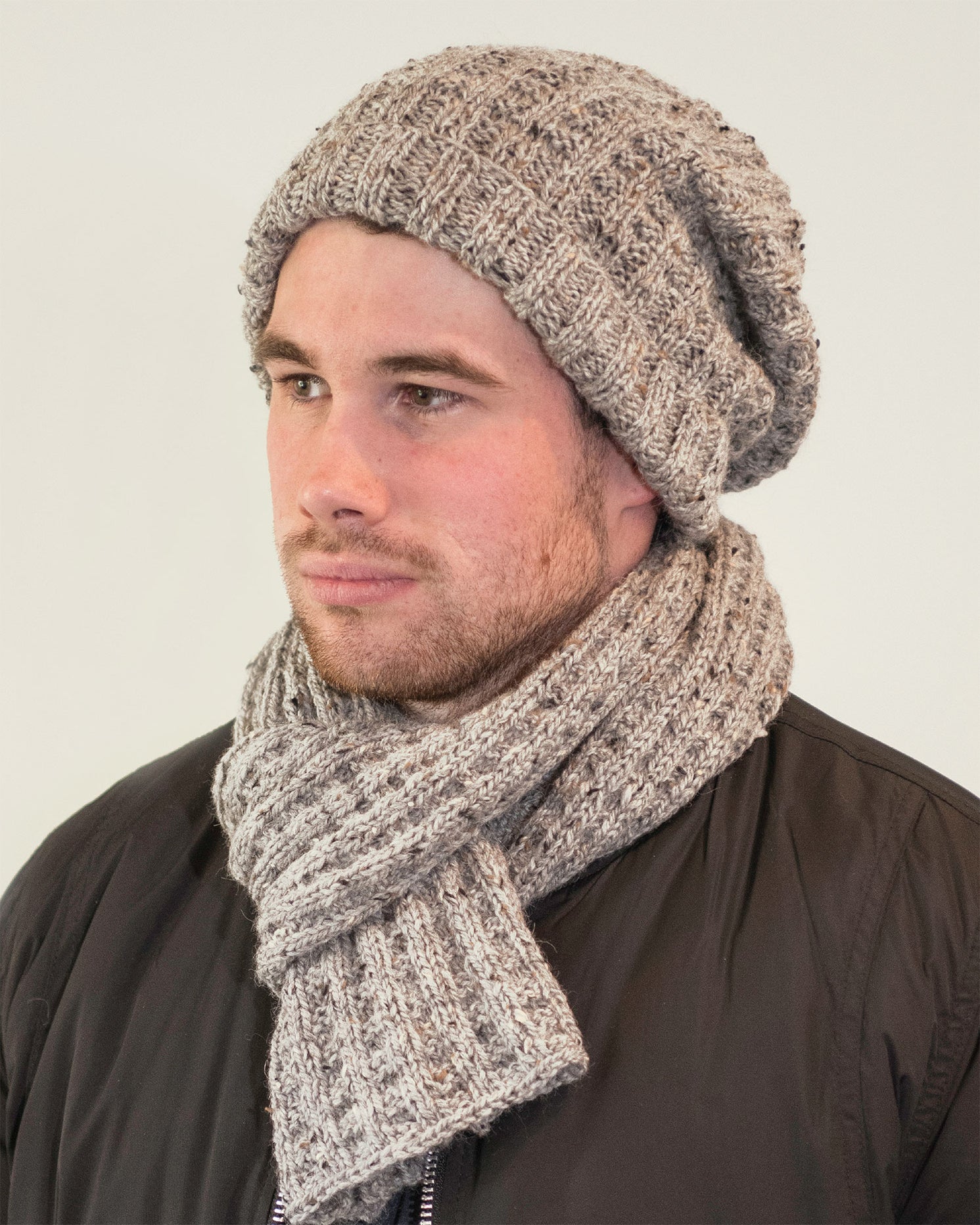 FREE Knitting Pattern Download - Men's Beanie and Scarf 2116