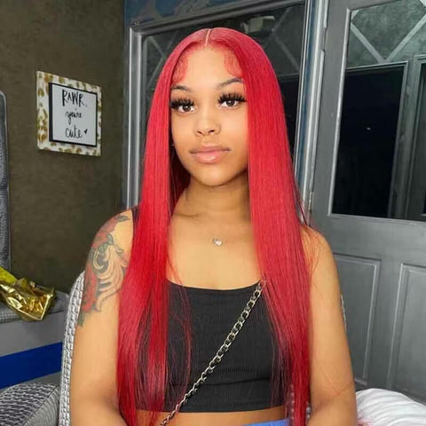 Favhair Straight Red 13x4 lace front Wig