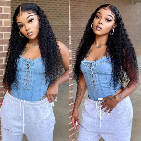 favhair 13x4 lace front wig deep wave wig customer show