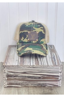 L.V. Patch distressed camo hat .