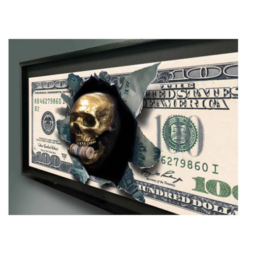 skull on dollar bill