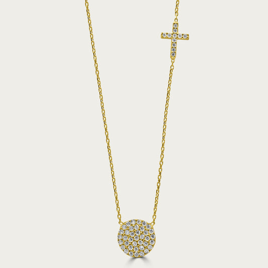 The Pave Circle and Cross Necklace