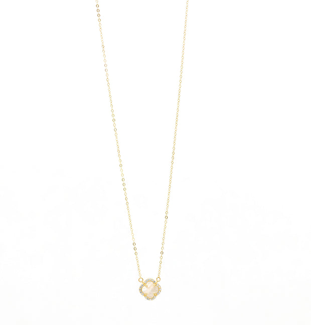 Cz Clover Lock Pendant Necklace - Shopgirly