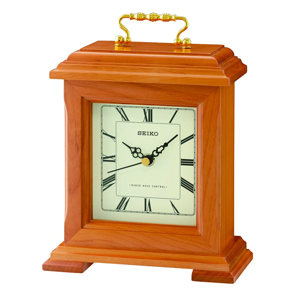 Clock Corner : Seiko Wooden Mantel Clock with Beep Alarm – Light Brown