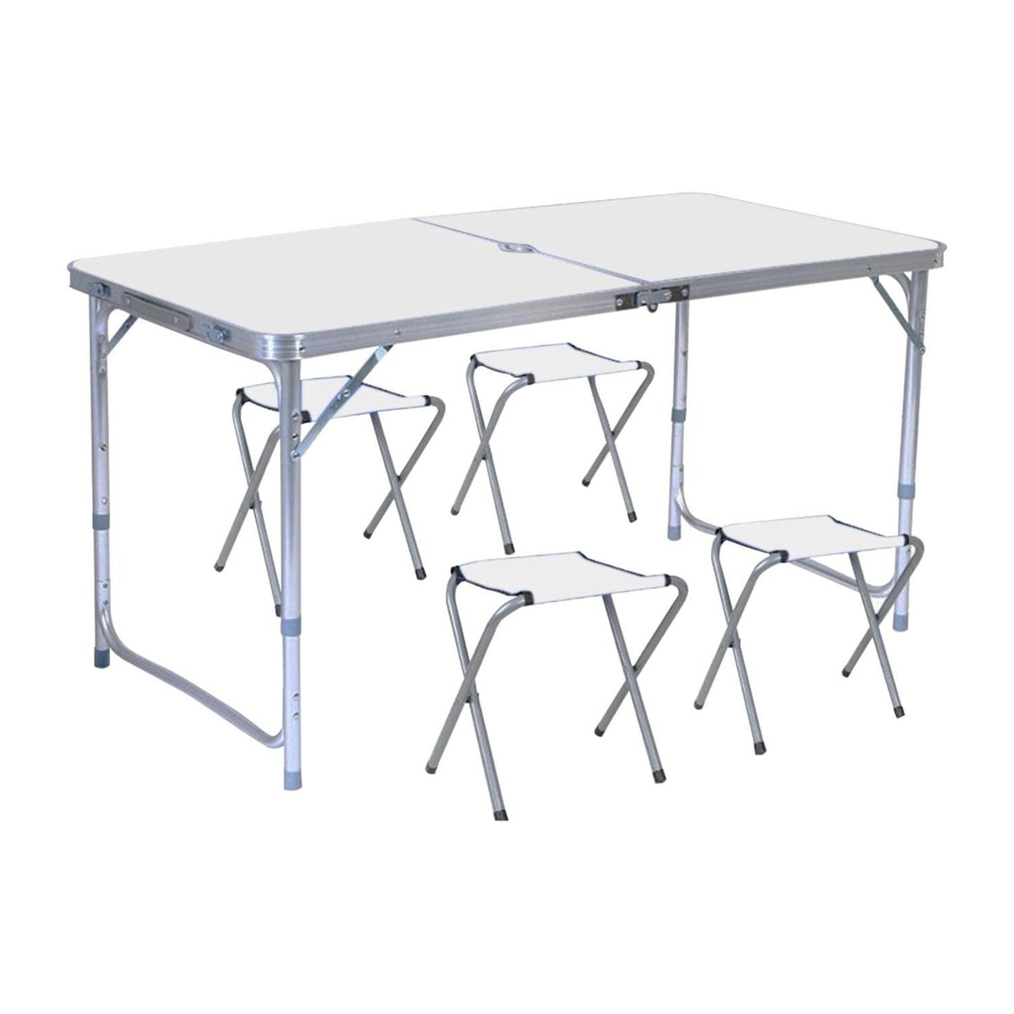 Kiliroo Lightweight and Portable Aluminium Frame Camping Table 120cm Silver with 4 Chair