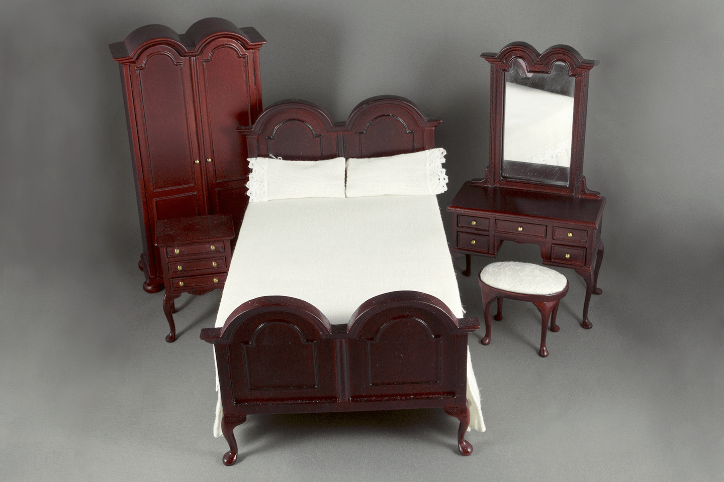 Colonial Mahogany Bedroom Set Dollhouse Alley