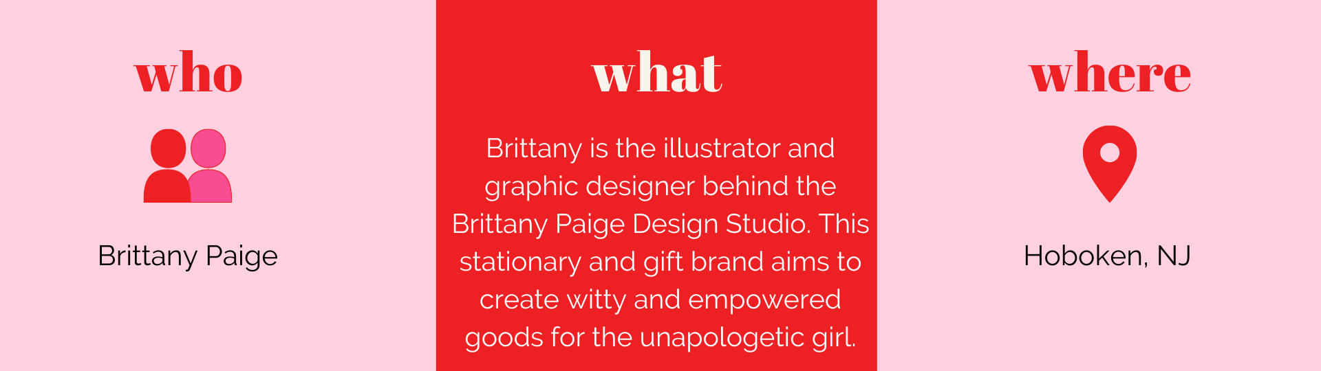 Text graphic that showcases the brand Brittany Paige which offers hand-illustrated goods.