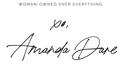 Signature of Amanda Dare, founder of Woman-Owned Wallet, a feminist gift shop in the Nulu neighborhood of Louisville KY.