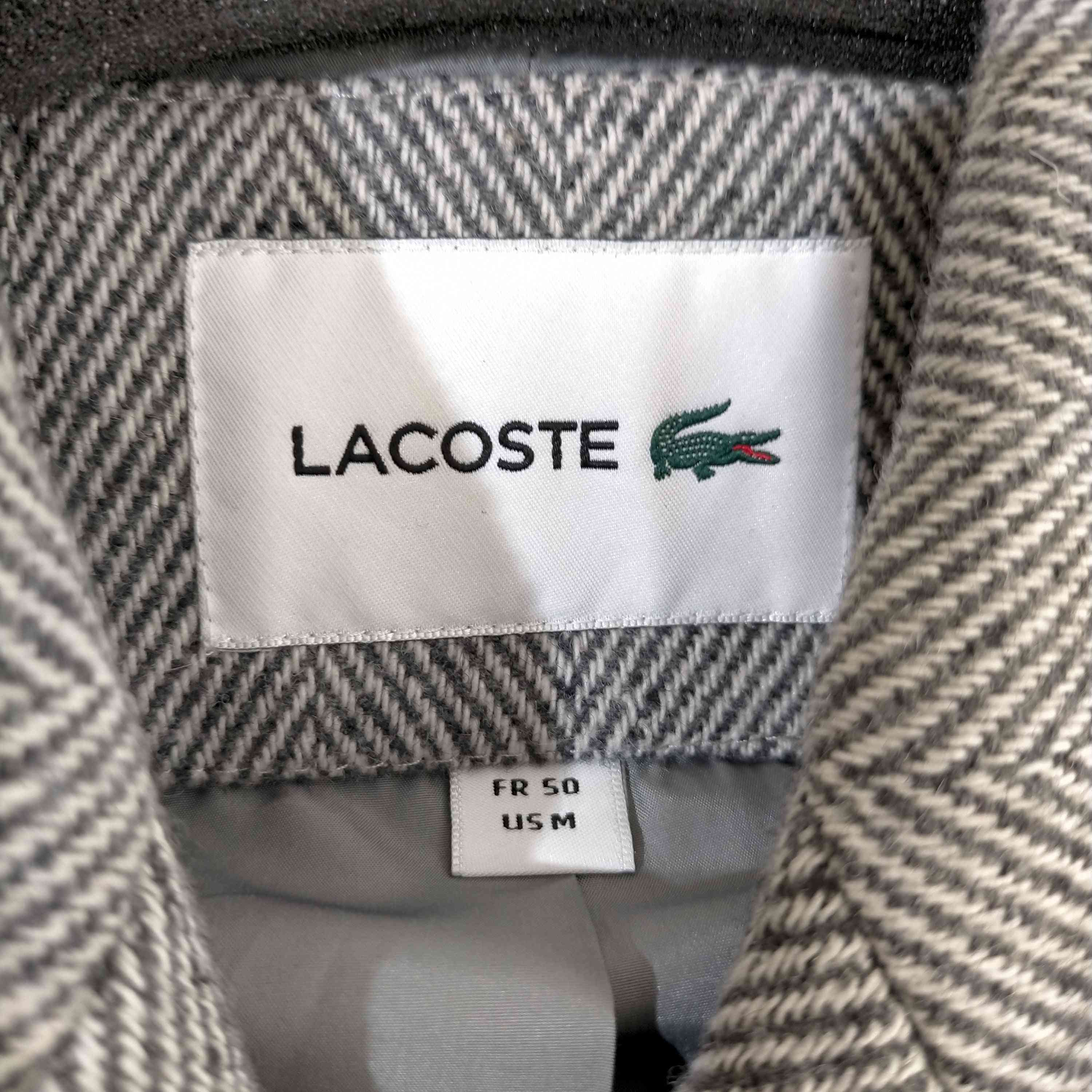 ラコステ LACOSTE ヘリンボーンロングウールコート ヘリンボーン