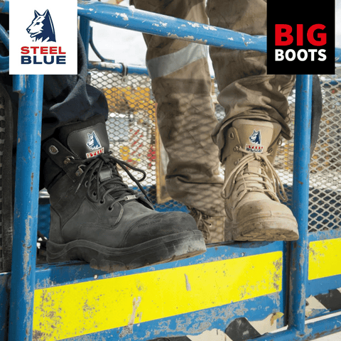 Steel Blue safety boots in black and sand